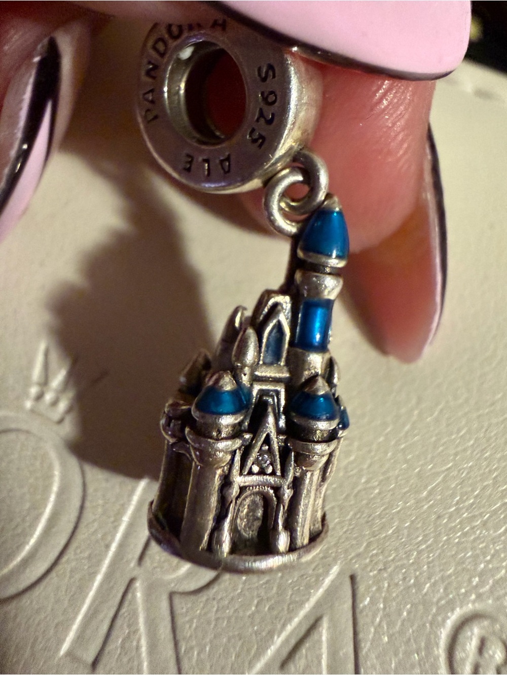 Pandora Silver Castle Charm with Blue Enamel Accents